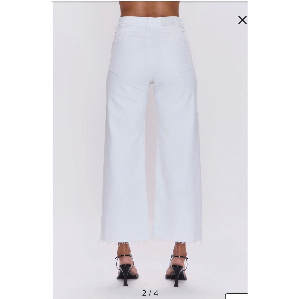 Pistola Snow White High Rise Wide Leg Cropped Raw Hem Jeans Size 28 Summer - Picture 3 of 14